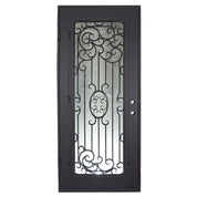 Blackbird single flat metal door thermally broken with tempered glass in black.