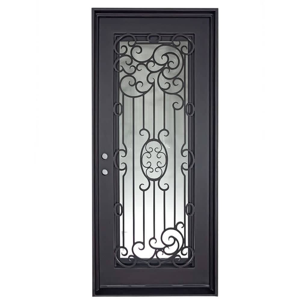 Blackbird thermally broken metal door in black with thick glass.
