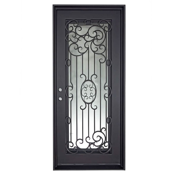 Blackbird thermally broken metal door in black with thick glass.