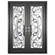 Dream bronze color wrought iron double square top patio door.