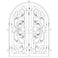 Double entryway doors made with a thick iron and steel frame and a full-length glass panel behind an intricate iron design.