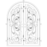 PINKYS Dream Black Steel Double Full Arch Doors