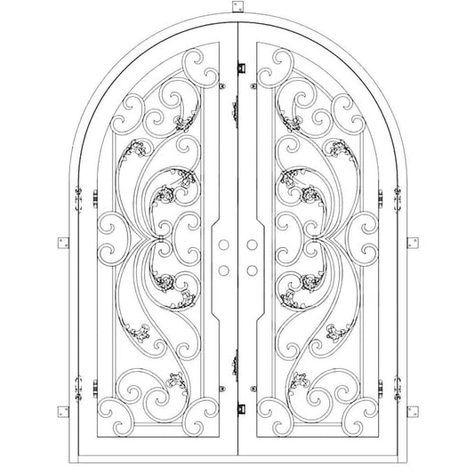 PINKYS Dream Black Steel Double Full Arch Doors