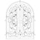 Entryway double doors with a full arch and two full glass panels behind an intricate iron design. Doors are thermally broken to protect from extreme weather.
