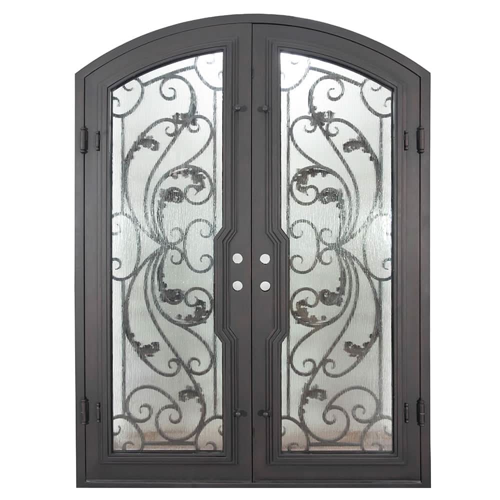 Dream metal arch top door with thermal barrier and glass in bronze.