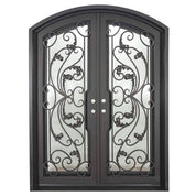 Dream arch top metal entry door with clear glass and thermal break in bronze.