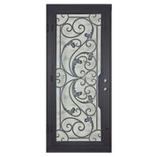 Dream Bronze color flat top single front door with energy efficient glass.