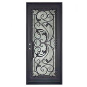 Dream Pre-hung black metal flat top single door with thick dual-pane glass.