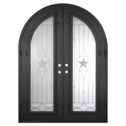 Lone Star double round top hinged door with decorative scrollwork and glass.