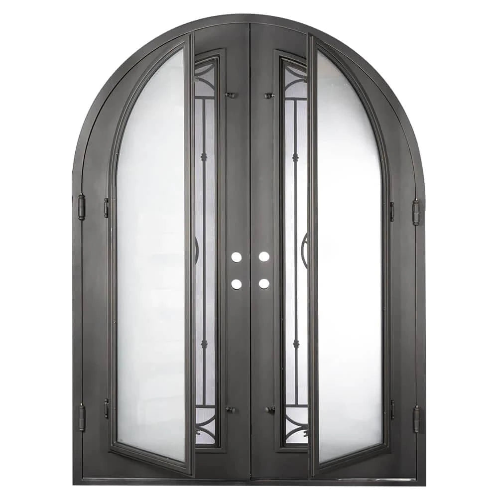 Line Star full arch top iron door in bronze color for cold weather.