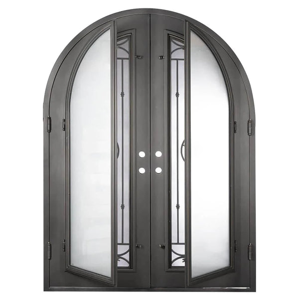 Line Star full arch top iron door in bronze color for cold weather.