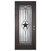 Lone Star Pre-hung black metal flat top single door with double glass panel.