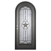 Lone Star round top door with thermal break and tempered glass in black.