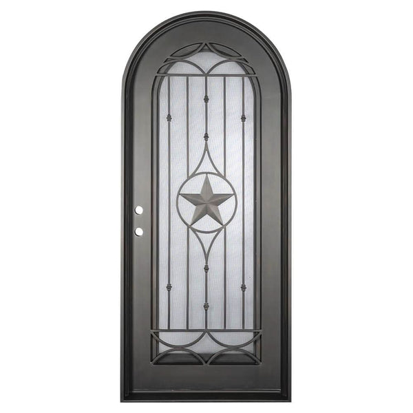 Lone Star round top door with thermal break and tempered glass in black.