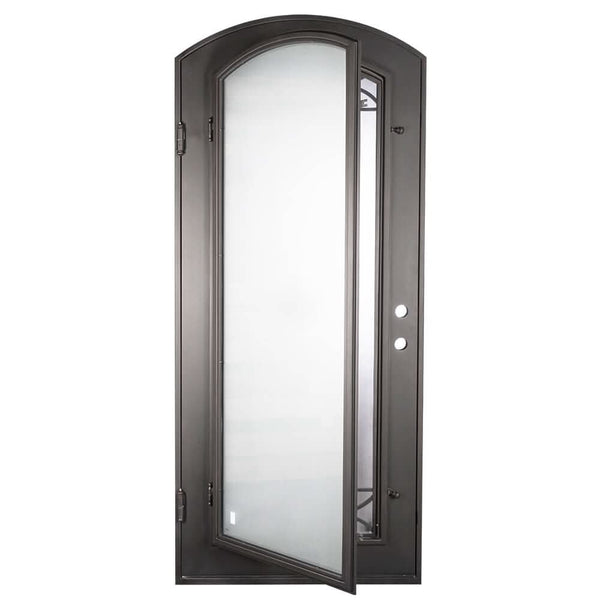 Lone Star subtle arch top metal swinging door in bronze finish.