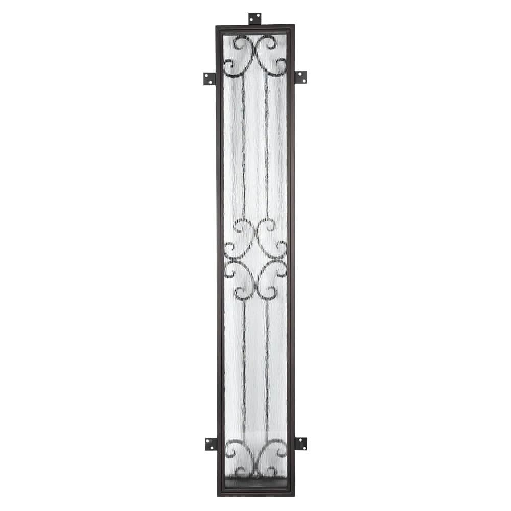 Flat top iron sidelight with intricate design and thermal break.