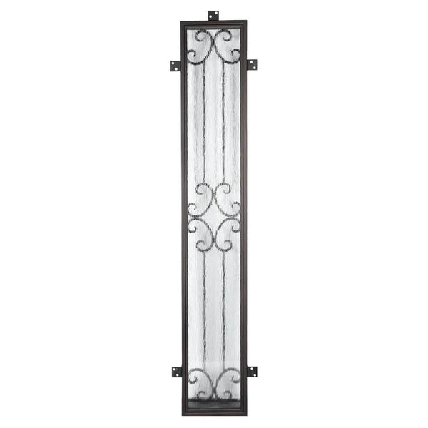 Flat top iron sidelight with intricate design and thermal break.