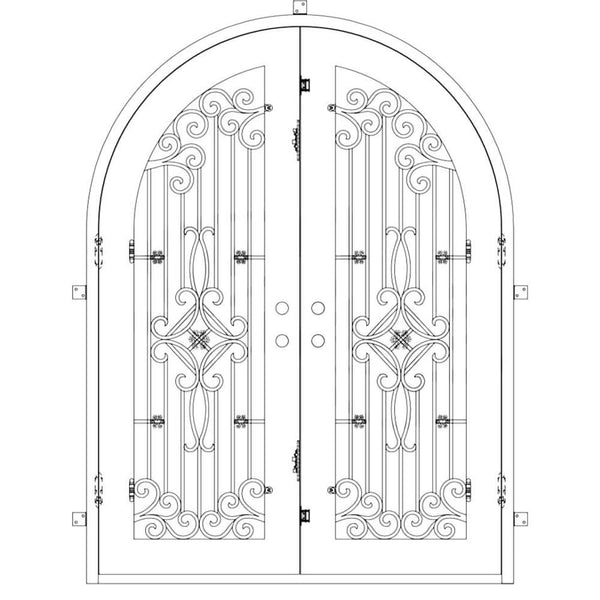 Expressway french full arch top entry door with operable double-pane glass panel.