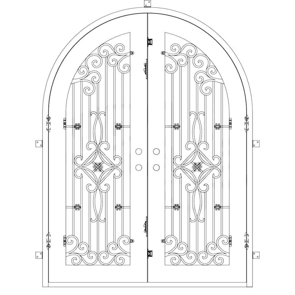 PINKYS Expressway Black Steel Double Full Arch Doors