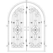 Expressway full arch top iron double entry door thermally broken with glass.