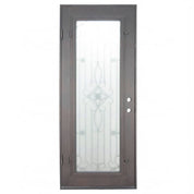 Expressway Single flat top door with energy efficient glass and ornate ironwork.
