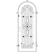 Expressway single full arch top swing door with decorative scrollwork and glass.
