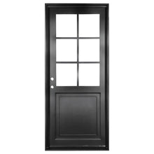 Load image into Gallery viewer, Single entryway door with a 6-pane window. Door is thermally broken to protect from extreme weather.