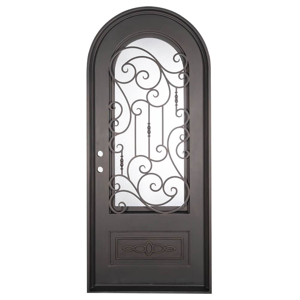 PINKYS Golden Gate Black Single Full Arch Steel Doors