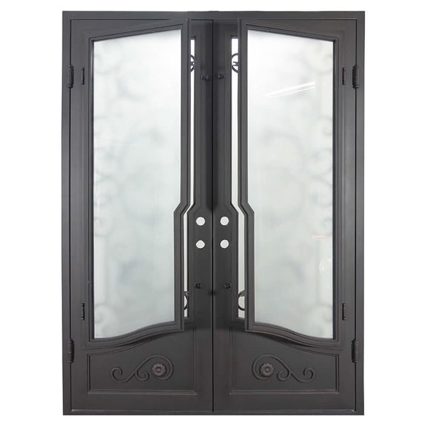 Hope thermally broken bronze finished square top french entry door.