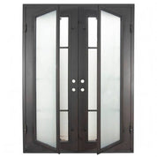 Hollywood thermally broken square top french entry door in bronze finish.