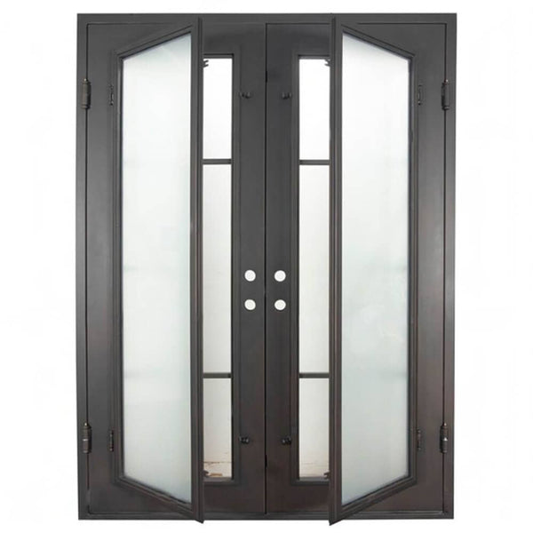 Hollywood thermally broken square top french entry door in bronze finish.