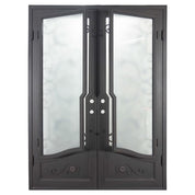 Hope bronze color metal double french door with square top and glass.