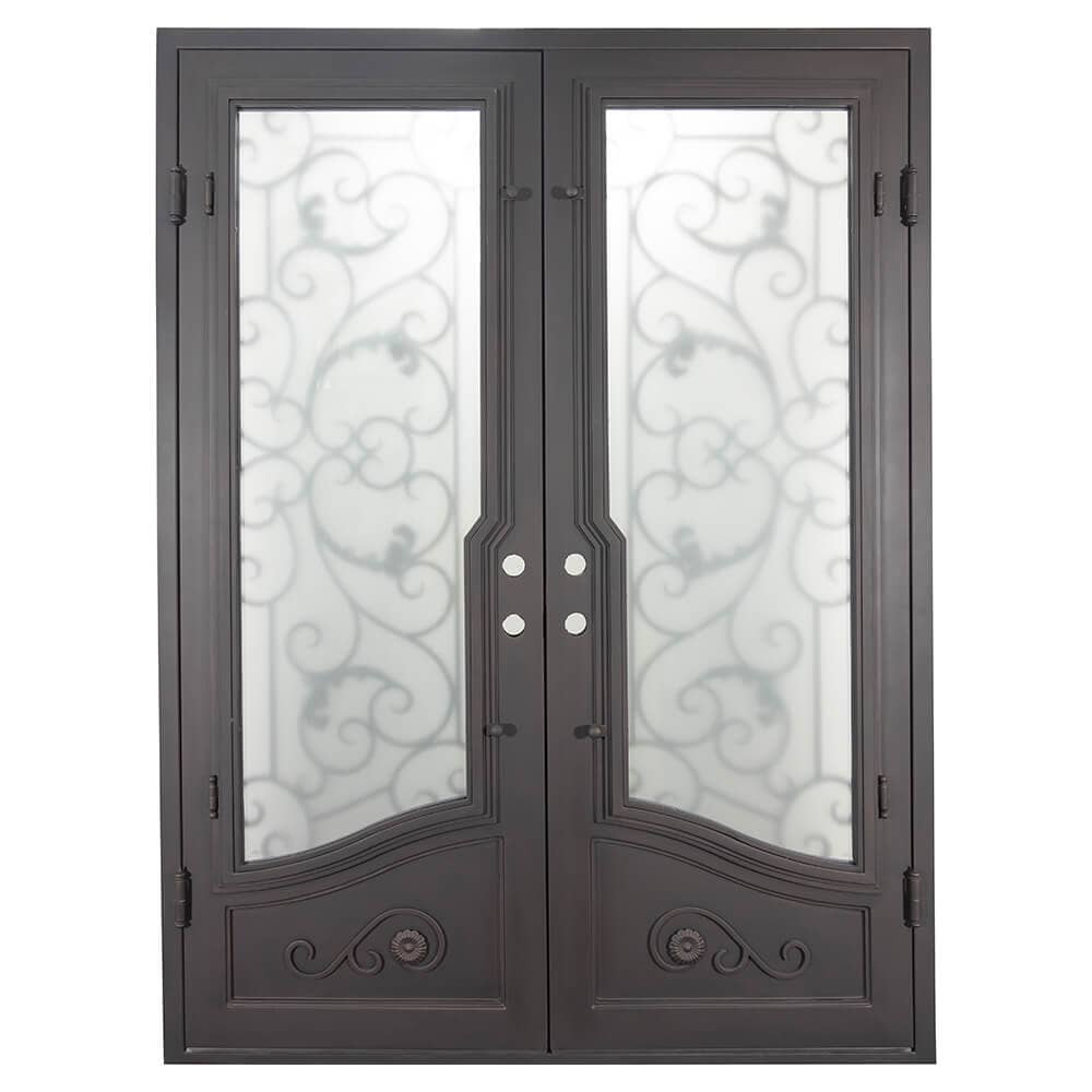 Hope flat top double exterior door with thermal break in bronze finish.