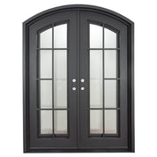 Hollywood metal arched top double door with thermal barrier and glass in bronze.