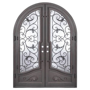 Hope radius top iron entry door with clear glass for cold weather.