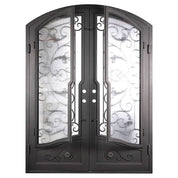 Hope arched top double entry door with efficient glass in bronze color.