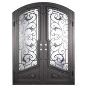 Hope iron door with clear glass in bronze shade and arch.