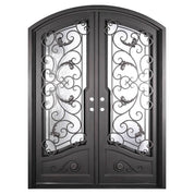 Hope arch top double door with glass in bronze finish.