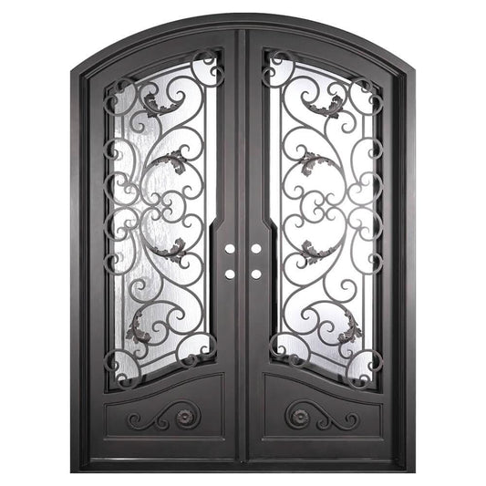 PINKYS Hope Black Exterior Double Arch Steel Doors