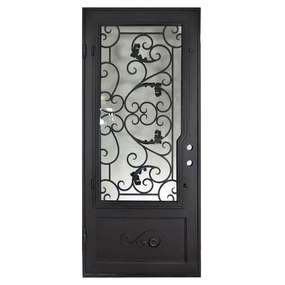 Hope straight top single metal framed door for cold weather in matte black.