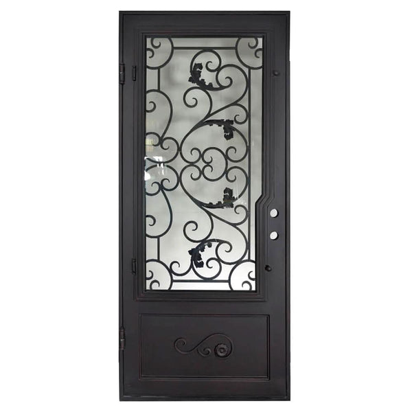 Hope straight top single metal framed door for cold weather in matte black.