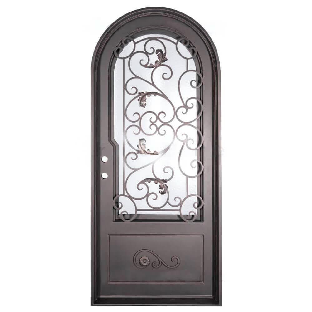 Hope single radius top door with thick double-pane tempered glass.