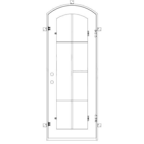 Hollywood pre-hung bronze color cold rolled metal single arch top door.