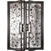June bronze color wrought iron double square top door with glass.
