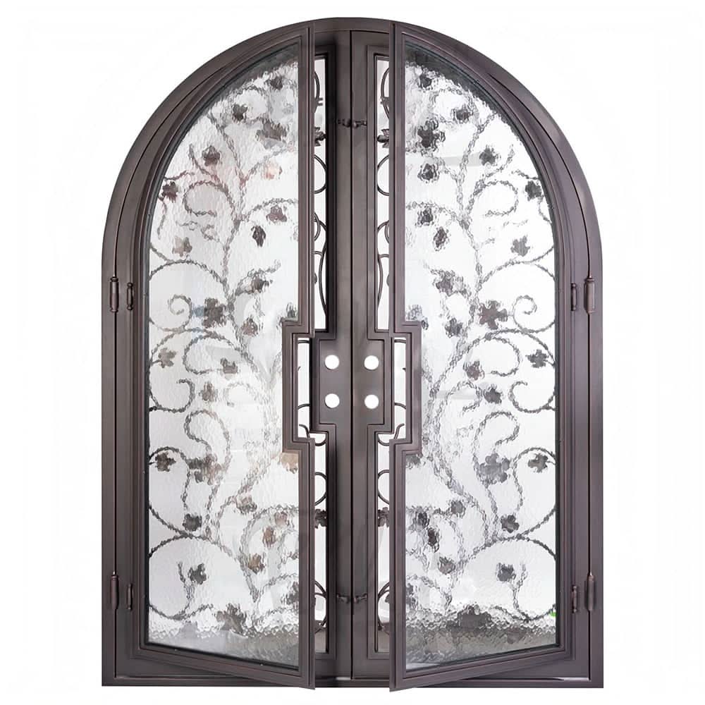 June full arch top double hinged door with operable glass panel in bronze.