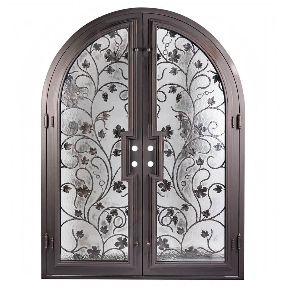 June thermally broken full arch top iron entry door with glass.