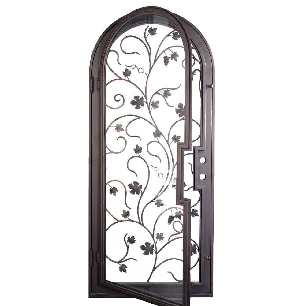 June thermally broken single full arch exterior door with efficient glass in black.