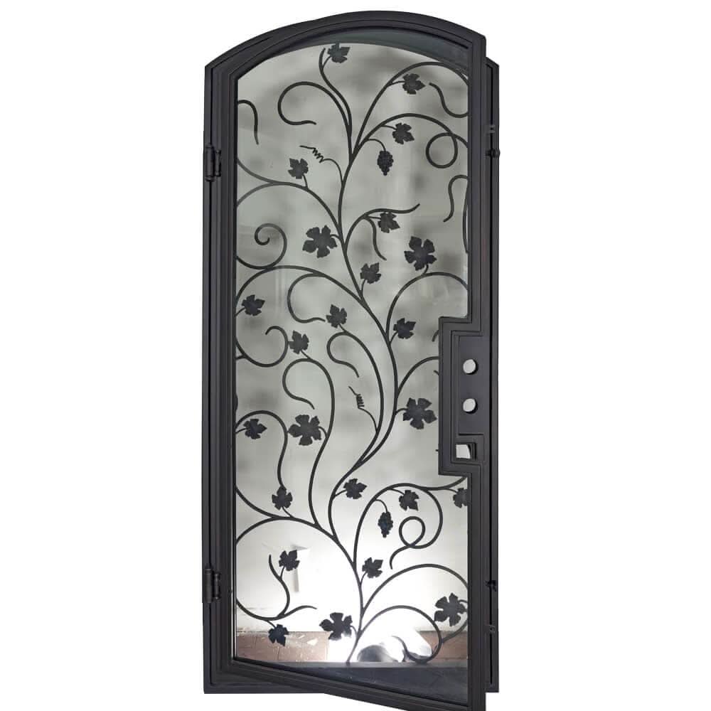 June metal hinged door for cold climates in black finish.