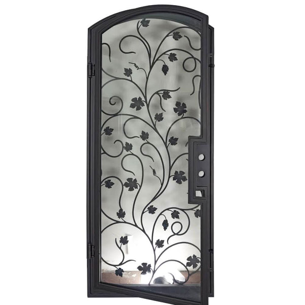 June metal hinged door for cold climates in black finish.