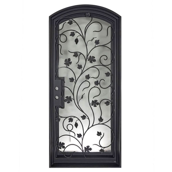 June arch top single hinged door in bronze finish.